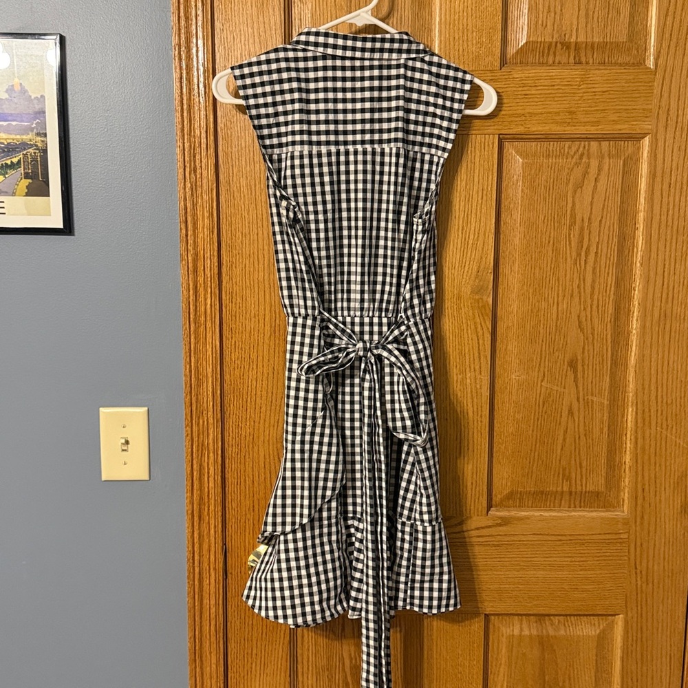 Express Checker Sleeveless Ruffle Dress - Picture 2 of 4